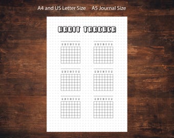 Habit Tracker - PRINTABLE Bullet Journal Page - A4, US Letter, A5 Monthly Goal Tracker - Fitness Tracker - Health Tracker - Planner download