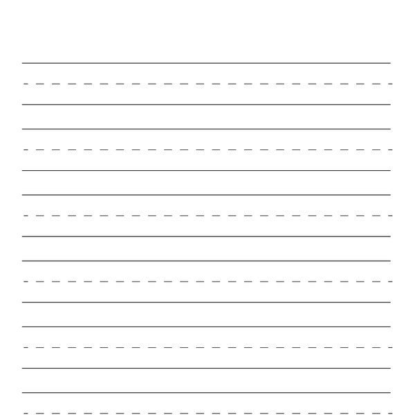 Papier d’écriture manuscrite de maternelle brisée - Lignes noires solides et pointillées de base Téléchargement numérique SVG & PNG - Cahier d’école 0,85 / 0,5"