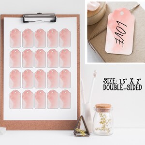 Pink Watercolour Gift Tag Template - Printable Tag Template / Digital ...