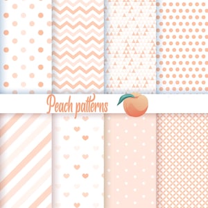 Papiers numériques pêche, paquet de papier numérique couleur pêche, papier de scrapbooking numérique pêche