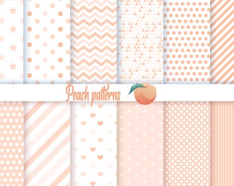 Peach Digital Papers, Peach color Digital Paper Pack, Peach Digital Scrapbooking Paper