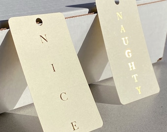 Naughty and Nice Gift Tags | Cute Stationery | Foiled Gift Tags | Christmas GIfts