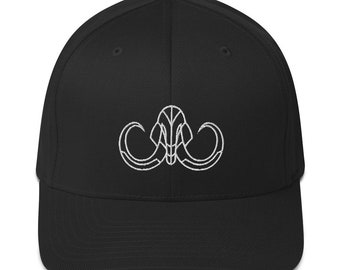 Primal Flexfit Hat | Cool Mammoth Logo • Embroidered Elephant Skull • Athletic Hat