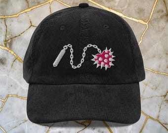 Heartbreaker Flail Hat | Vintage Style Corduroy Cap • Gothic • Medieval • Heavy Metal • Occult • Punk Rock