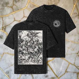 Apokalypsens fyra ryttare överdimensionerad t-shirt | Gotisk • Vintage stil • Heavy metal • Ockult • Punkrock