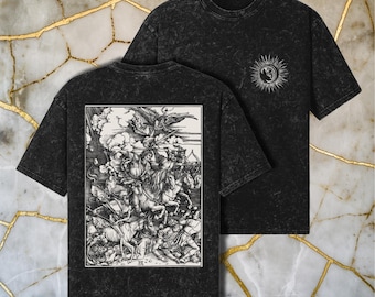 Camiseta extragrande de los Cuatro Jinetes del Apocalipsis / Gótica • Estilo vintage • Heavy Metal • Ocultismo • Punk Rock