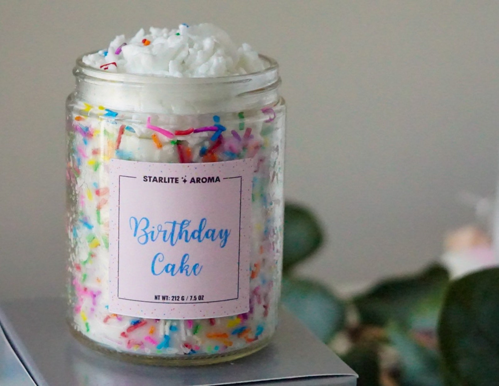 Birthday Cake Scented Soy Candle with sprinkles vegan candle Etsy