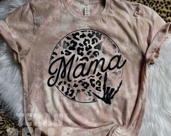 Mama I Love You Bleached Shirt, Graphic Tee, Mama Shirt, Mom Shirt, For Her, Leopard Print, Bella Canvas, Ready To Ship
