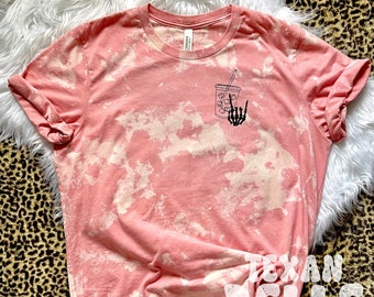 Fueled By Iced Coffee and Anxiety, Graphic Tee, Bleached Shirt, Mom Shirt, Mama, Boy Mom, Girl Mom, Gift, Coffee Shirt
