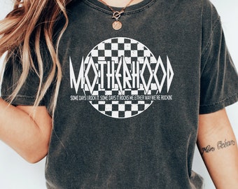 Motherhood Sometimes I Rock It Sometimes It Rocks Me,Graphic Tee,Mama Shirt,Mom shirt,Women&#39;s T-shirts, Comfort Colors,Trendy,Mother&#39;s Day