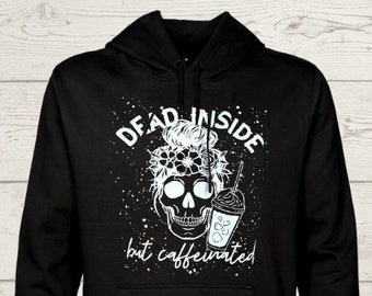 Död inuti men koffeinerad svart luvtröja