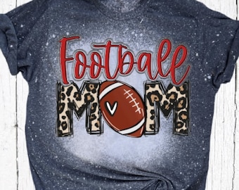 Football Mom Bleached Shirt Leopard Cheetah Football Mama