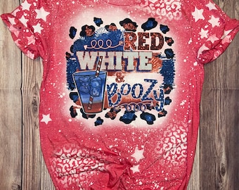 Camisa blanqueada roja, blanca y con alcohol del 4 de julio