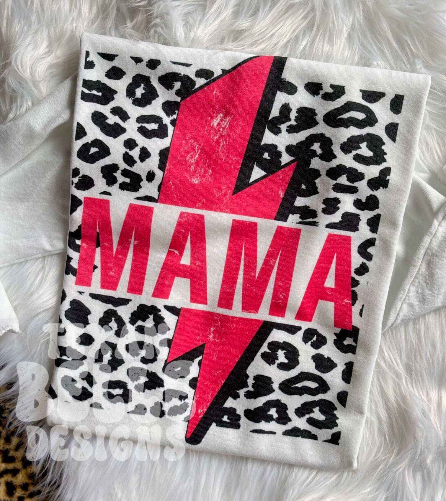 Mama Long Sleeve, Hot Pink, Leopard Print, White Long Sleeve Shirt, Graphic Tee, Mama Shirt, Mom Shirt, Ready To Ship