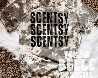 Scentsy blekt skjorta, syratvättad blekdesign, leopard, gepard, omvänd tye-färgning, egna färger, t-shirt, grafisk t-shirt