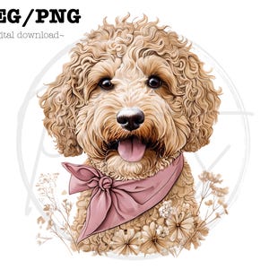Doodle PNG JPEG Labradoodle goldendoodle lover dog lover doodle mom coquette digital file pink coquette floral doodle PNG