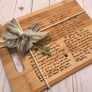 Laser Engraved Recipe Bamboo Cutting Board - Handwritten recipe keepsake - custom cutting boards - personalized cutting boards -wedding gift