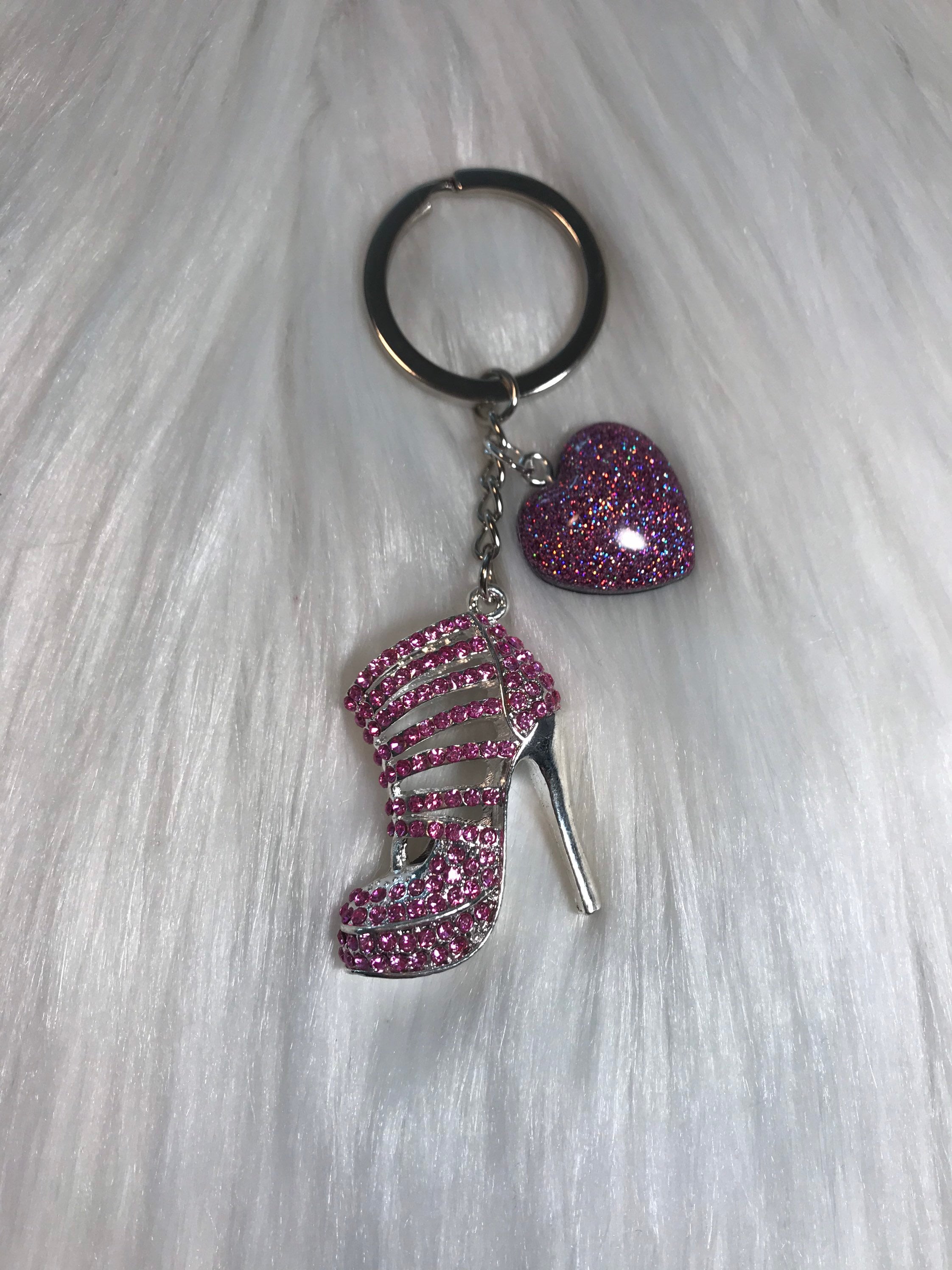 High heel shoe charm keychain pink Etsy