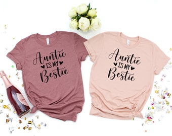 Baby Shower Gift Gift From Shirt 684 Bestie Custom Aunt Matching Shirts Pregnancy Announcement New Auntie Gift Neice Nephew Tshirts