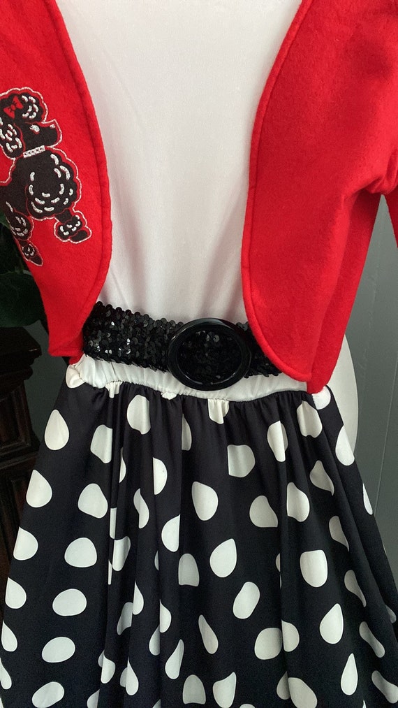 1950 Rockin Polka Dot Skirt with Poodle Top - image 4