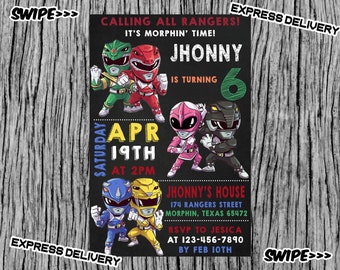 Power Ranger Ninja Steel Invitation Etsy