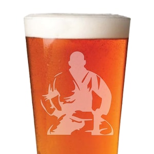 Jiu Jitsu Pint Glass, Jiu Jitsu Silhouette Brazilian Jiu Jitsu Pint Glass, BJJ Pint Glass, BJJ Beer Glass, Brazilian Jiu Jitsu Beer Glass