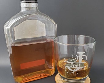 Personalized Etched Whiskey Glass, Etched Bourbon Glass, Etched Whiskey Glass, Personalized Rocks Glass, Custom Whiskey Glass