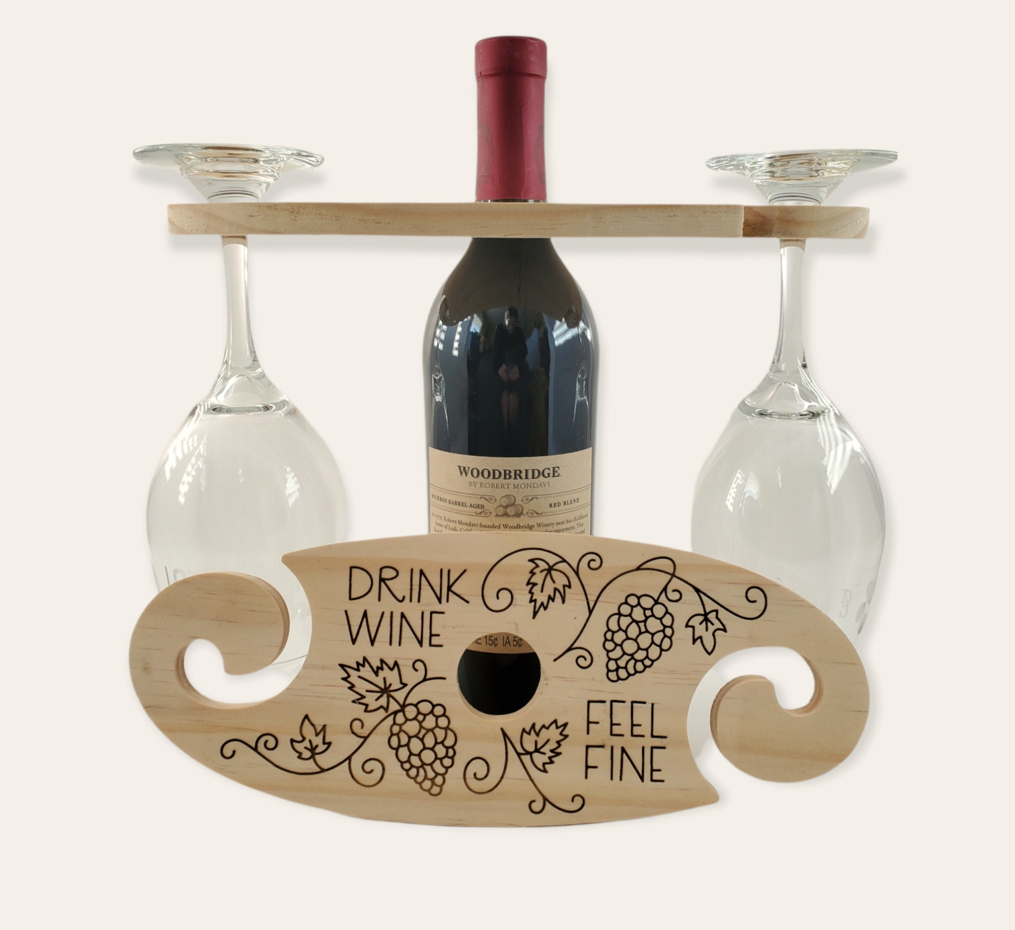 Handmade Wood Wine Caddy, Wine Bottle Holder, Wine Glass Holder, Wine –  Fine Wine Caddy