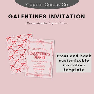 Galentines Invitation Template | Galentine&#39;s Day Party Invitation Template | Digital Download | Galentine&#39;s Invite | Bow Galentine Invite