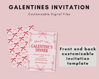 Galentines Invitation Template | Galentine's Day Party Invitation Template | Digital Download | Galentine's Invite | Bow Galentine Invite