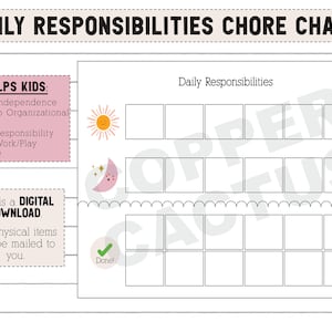 Kids Daily Chore Chart, Responsibilities Chart, Printable Daily Routine, Morning/Evening Checklist, Daily Task List