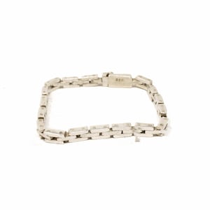 Vintage Sterling Silver Rectangular Chain Link Bracelet! Made in Mexico! [Size 7&quot;]