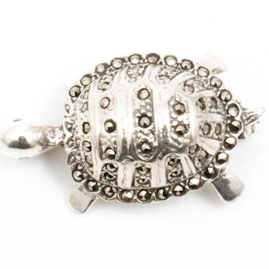 Vintage Sterling Silver Turtle Brooch with Marcasite Accents by Henning Vagner Pedersen &quot;HVP&quot;!