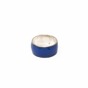 Vintage Sterling Silver Blue Enamel Wide Band! Made in Thailand! [Size 7.5 US]