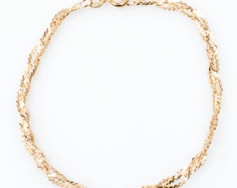 Vintage Sterling Silver Gold Plated Multi-Strand Twisted Link! [Size 6.75"]