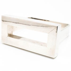 Vintage sterlingsilver, Karrams modernistiska rektangulära arkitektoniska manschett från 1980-talet av Alfred Karram! [Storlek 14,5 cm]