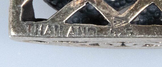 Vintage Sterling Silver Rectangular 3D Drop Earri… - image 3