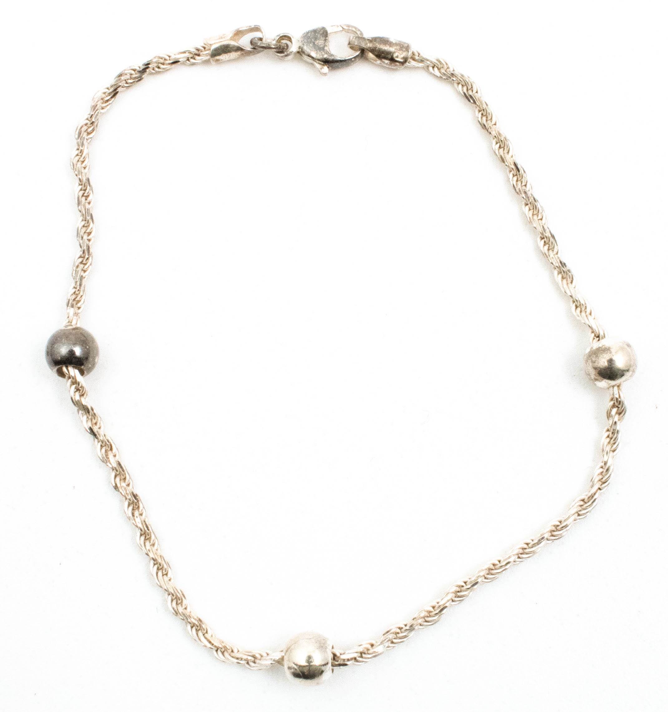 SYKIA×MAO Rope Barrette silver Vintage Sterling Silver Dainty Twisted Rope Bracelet With