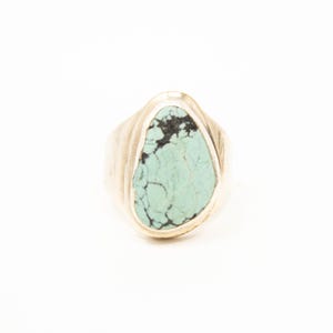 Vintage Sterling Silver Natural Turquoise Cabochon Ring! [Size 8.25 US]