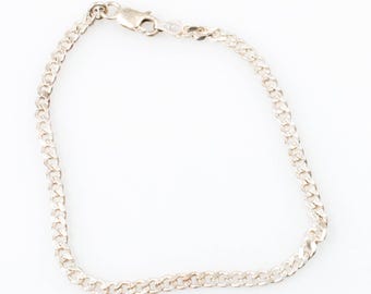 Vintage Sterling Silver Classic Curb Link Chain Bracelet! Made in Italy! [Size 6.75"]