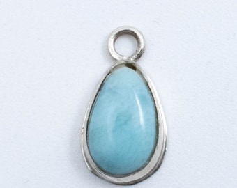 Vintage Sterling Silver Teardrop Larimar Pendant!