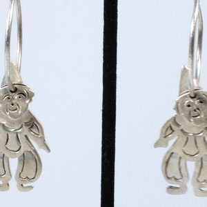 Vintage Sterling Silver Dangle Earrings With A Three Piece Clown On A Ring! Made in Mexico!