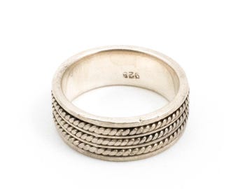 Vintage Sterling Silber Band mit geflochtenem Draht ! [Größe 48]