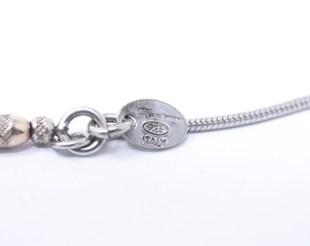 Vintage Sterling Silver Long Bead Accented Snake Chain Necklace Made in Italy! [Size 30 US]
