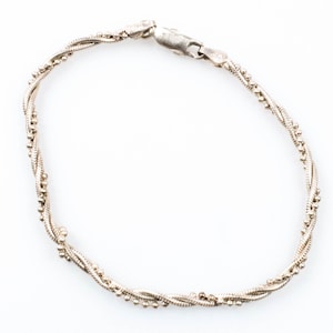 Cadena vintage de plata esterlina con diseño de serpiente retorcida y satélite. ¡Hecha en Italia! [Tamaño: 7"]