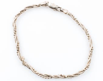 Vintage Sterling Silver Twisted Snake and Satellite Chain! Made in Italy![Size 7"]