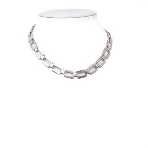 Vintage Sterling Silver Chunky Geometric Rectangular Link Choker! Made in Mexico! [Size 17 US]