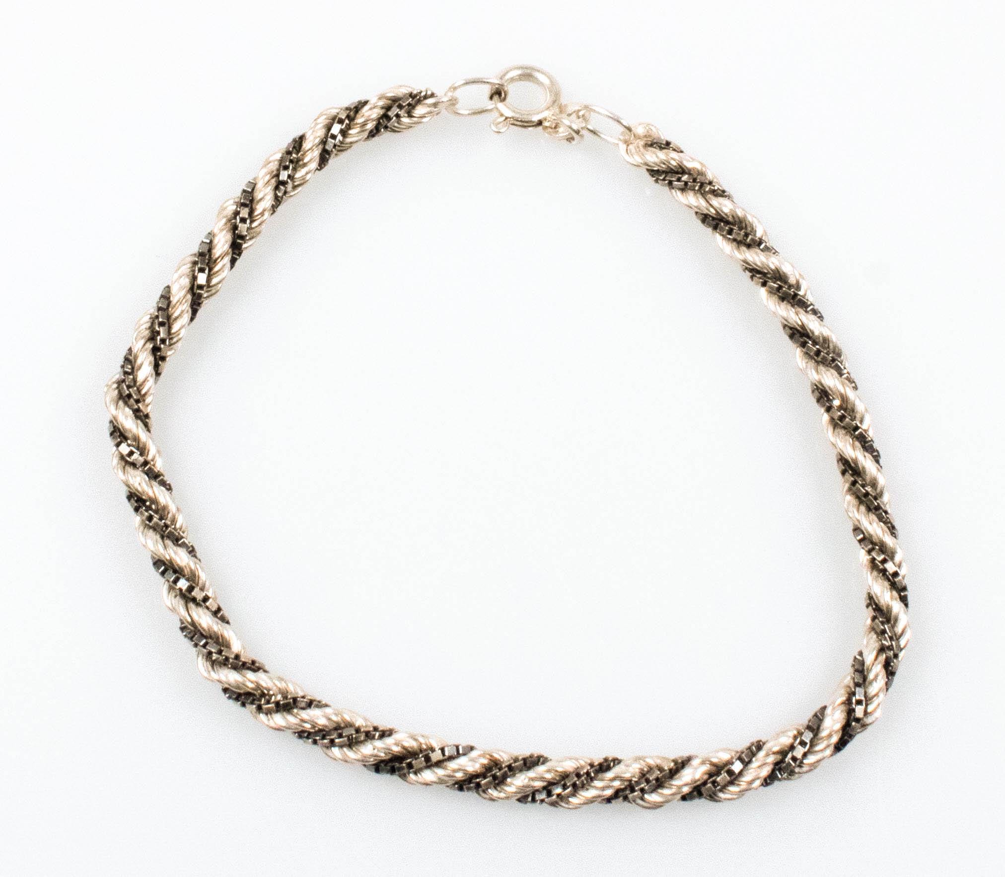 Vintage Sterling Silver Twisted Rope Bracelet! [size 6.5