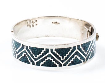 ヴィンテージ スターリングシルバー アステカ ジオメトリック ダーク