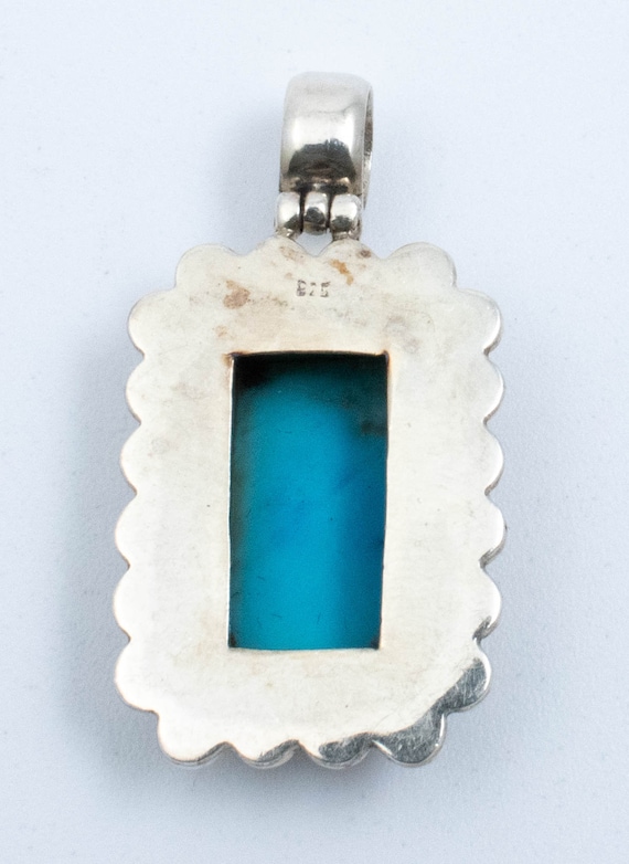 Vintage Sterling Silver Rectangular Turquoise Pen… - image 2